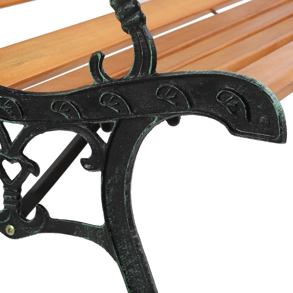 Funnil 49.5" Outdoor Garden Hardwood Bench Seats for Patio Park, Rose Style Outdoor Courtyard Decoration Park Leisure Cast Iron Bench