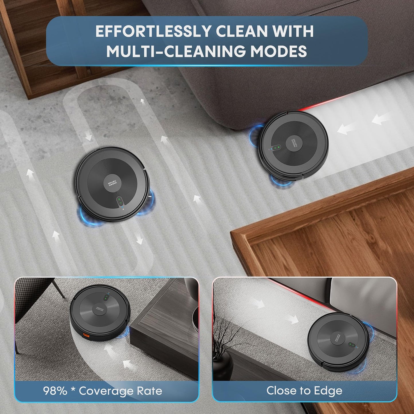 Robot Vacuum and Mop Combo: Robotic Vacuums 120 Mins Runtime & Alexa/APP Remote Control & Schedule Cleaning & Self-Charging, Slim Robot Vacuum Cleaner for Home Hard Floor, Low-Pile Carpet, Pet Hair