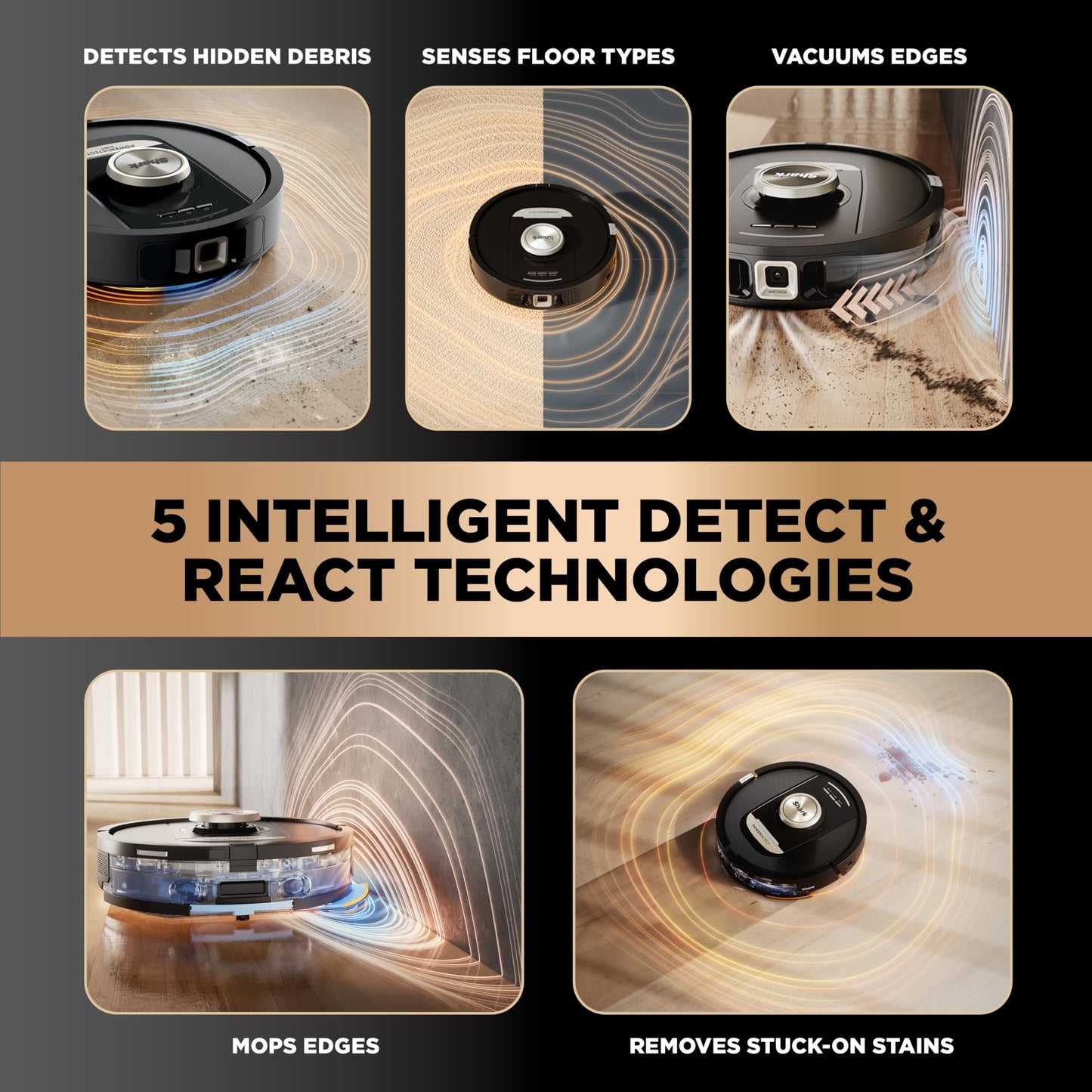 Shark Robot Vacuum & Mop Combo, PowerDetect NeverTouch Pro, Self-Emptying, Self-Refill with Self-Clean Pad Wash & Dry, 60-Day Debris Capacity, 30-Day Refill Tank, 5 PowerDetect Technologies, RV2820ZE