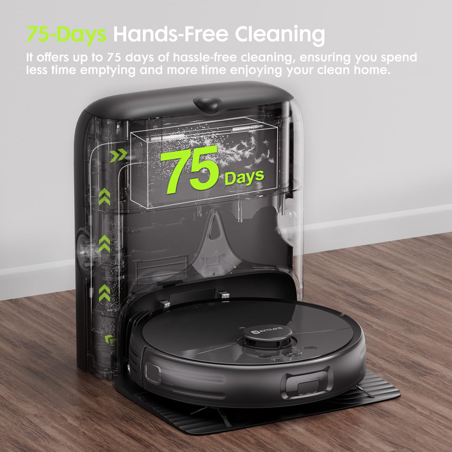 Robot Vacuum and Mop, V5 8500Pa Suction with Self-Emptying Dock, Pet Hair Tangle Cutter™, 75-Day Capacity, Cat Laser, Auto Lifting Mop, Robotic Vacuum Cleaner for Pet Hair, Hard Floors, Tile, Carpet