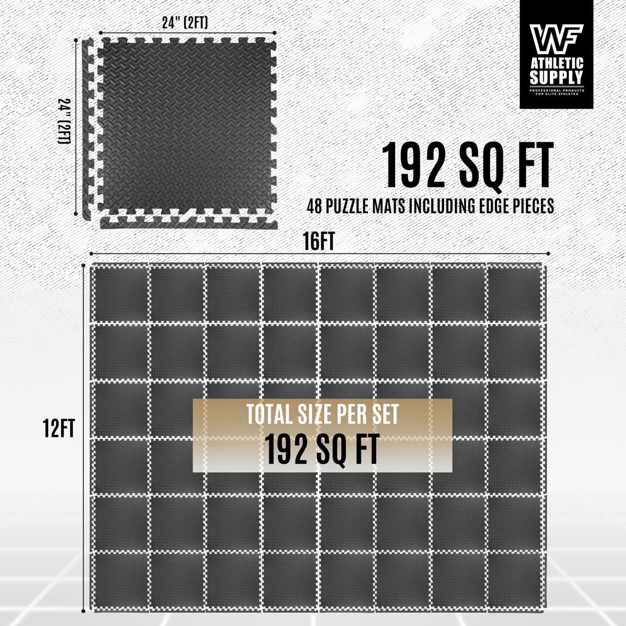 CAPHAUS 1/2 Inch Thickness Multipurpose EVA Foam Floor Tiles, 24-Inch x 24-Inch Interlocking Floor Mat for Indoor Gym and Home Use