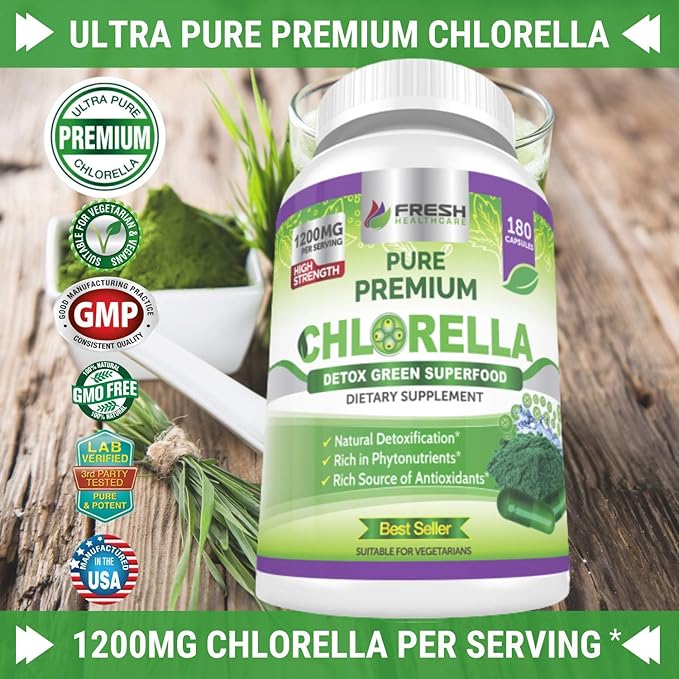 FRESH HEALTHCARE Chlorella and Vitamin D3 10,000 IU - Bundle