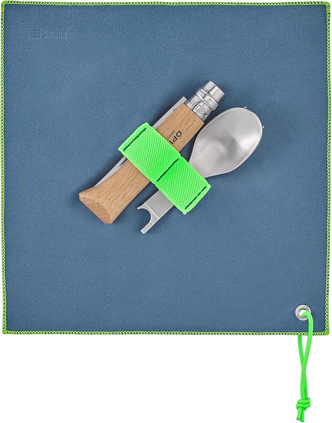 Opinel Picnic+ Cutlery Full Set, No.8 Stainless Steel Knife, Fork and Spoon Insert, Micro Fiber Napkin