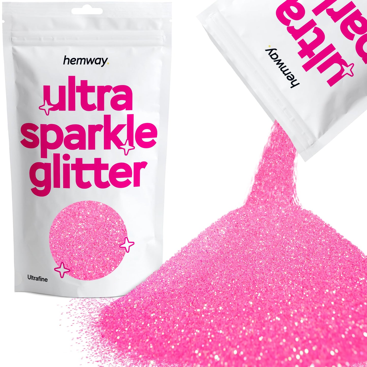 Hemway Ultra Sparkle Glitter Baby Pink 100g / 0.35oz Multi-Purpose Epoxy Resin Arts & Crafts Cosmetic Safe Body Hair Face Nail Weddings Art Beauty Tumblers Flowers Decoration Powder Dust Premium