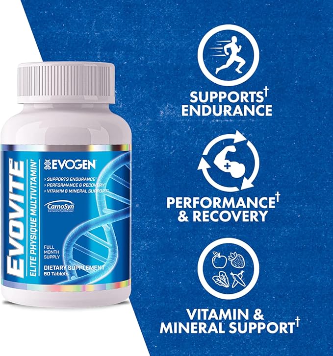 Evogen Evovite - Elite Physique Multivitamin for Women & Men | Advanced Formula for Endurance, Recovery, & Joint Health | Vitamins & Mineral Support | 30 Servings