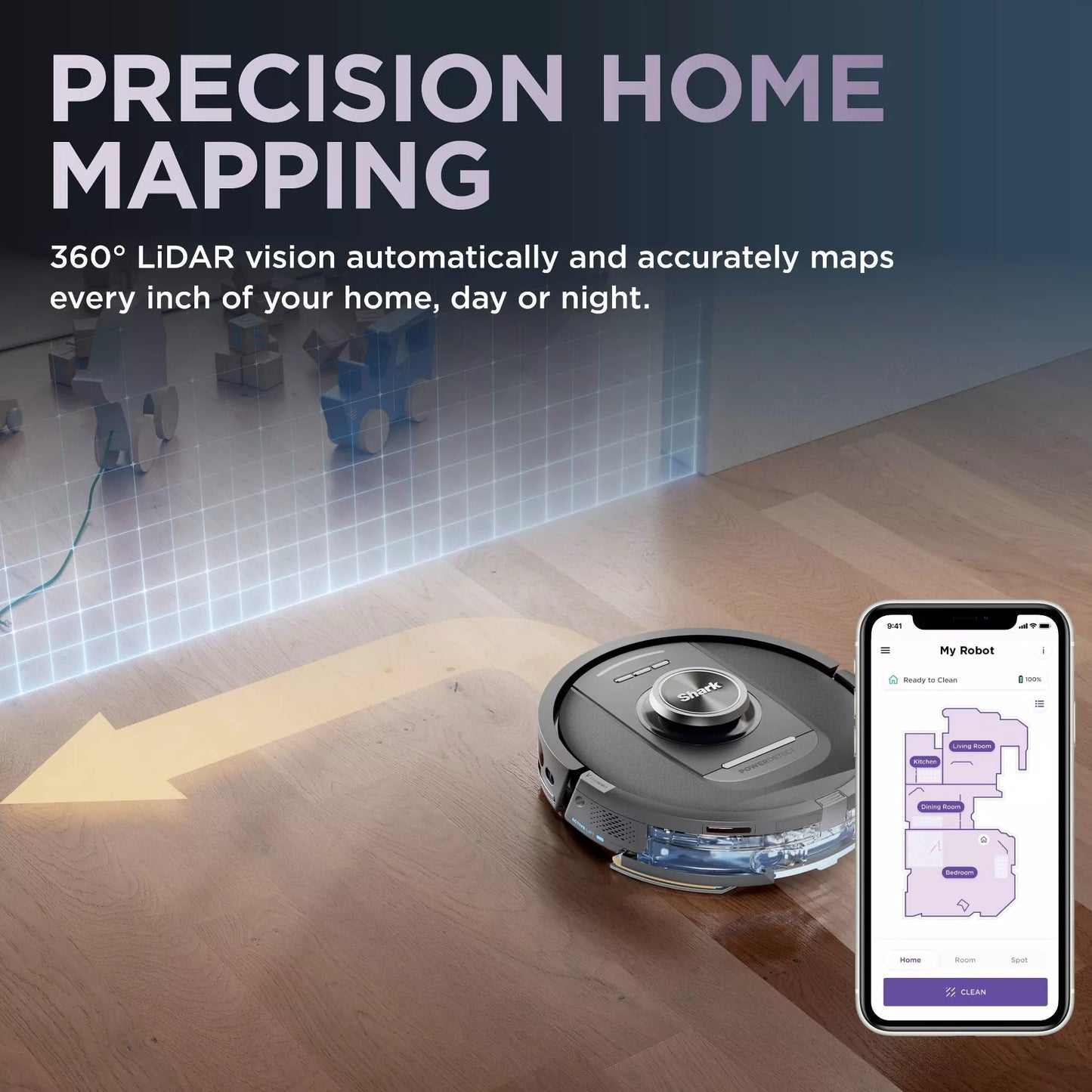 Shark Robot Vacuum & Mop Combo, PowerDetect NeverTouch, Self-Emptying & Self-Refilling, 60-Day Capacity, 30-Day Refill Tank, Pad Dry, RV2820YE (Renewed)