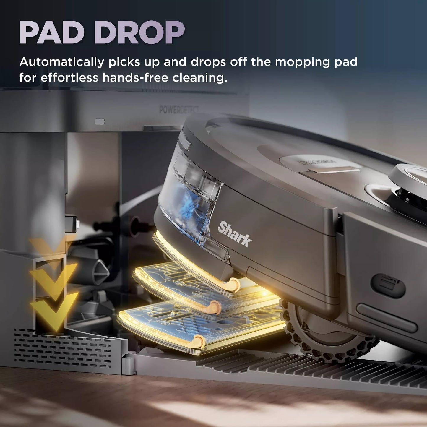 Shark Robot Vacuum & Mop Combo, PowerDetect NeverTouch, Self-Emptying & Self-Refilling, 60-Day Capacity, 30-Day Refill Tank, Pad Dry, RV2820YE (Renewed)
