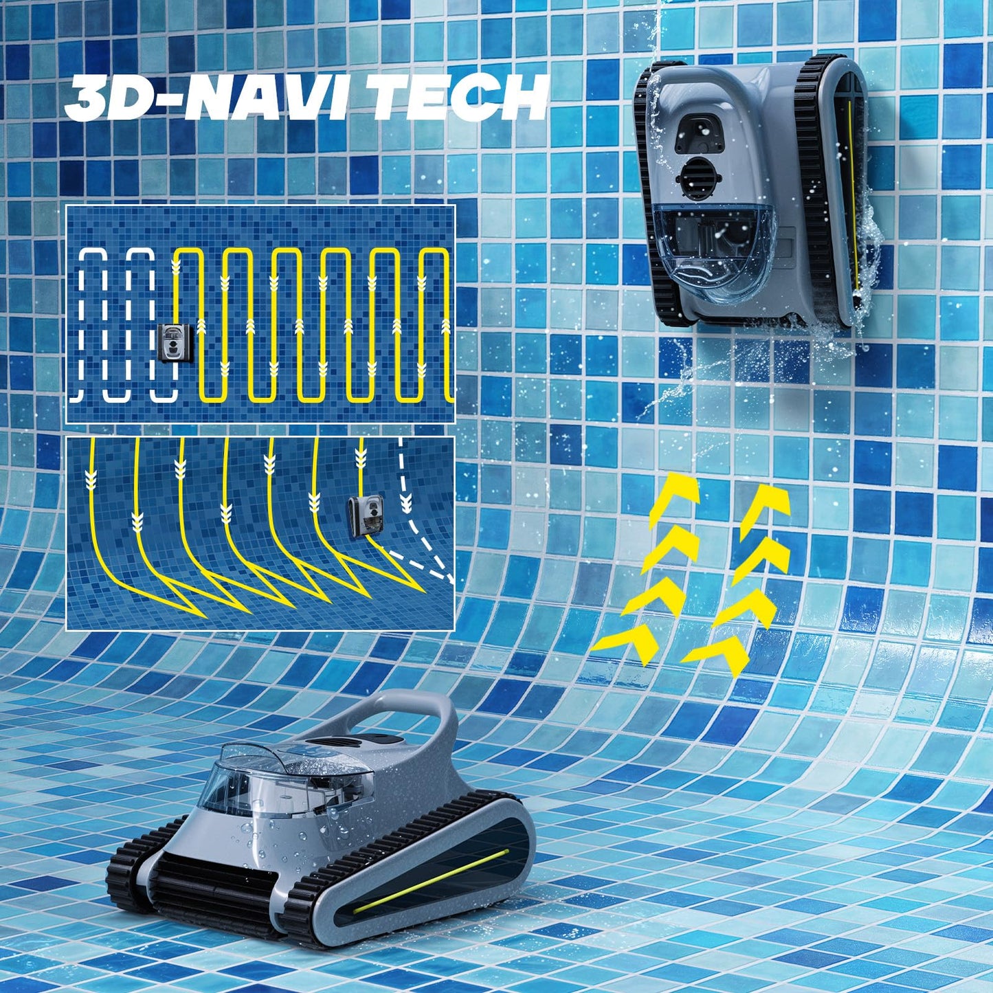 Seauto Crab Robotic Pool Vacuum, Wall-Climbing Robot, Automatic Pool Cleaner, Suitable for Walls and Floors of 1614 Square Feet Pool , Black/Grey