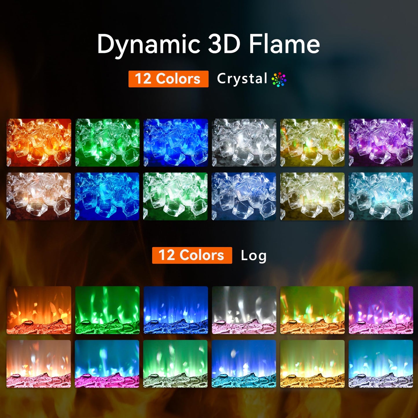 EUHOMY 60 Inch Electric Fireplace Wall Recessed and Wall Mounted with Adjustable Flame Color, Fireplace Heater with Remote Control, Linear Fireplace with Timer, Touch Screen, Log & Crystal, 750/1500W