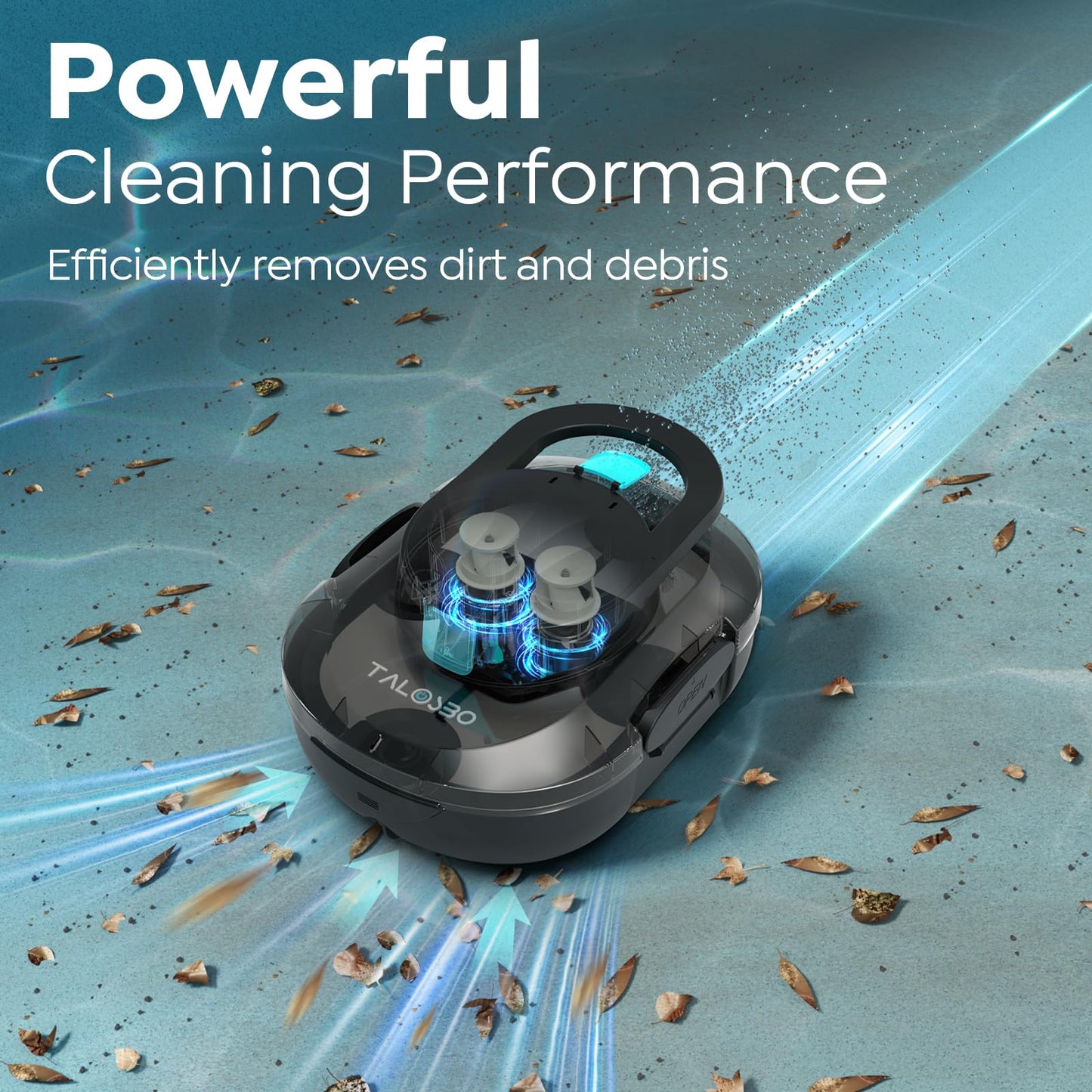 TALOSBO Pleco S1 Cordless Robotic Pool Cleaner with 75-80Mins Runtime, Small Pool Vacuum for Above-Ground Pools up to 645 Sq.ft, Lightweight, Auto-Parking, Black