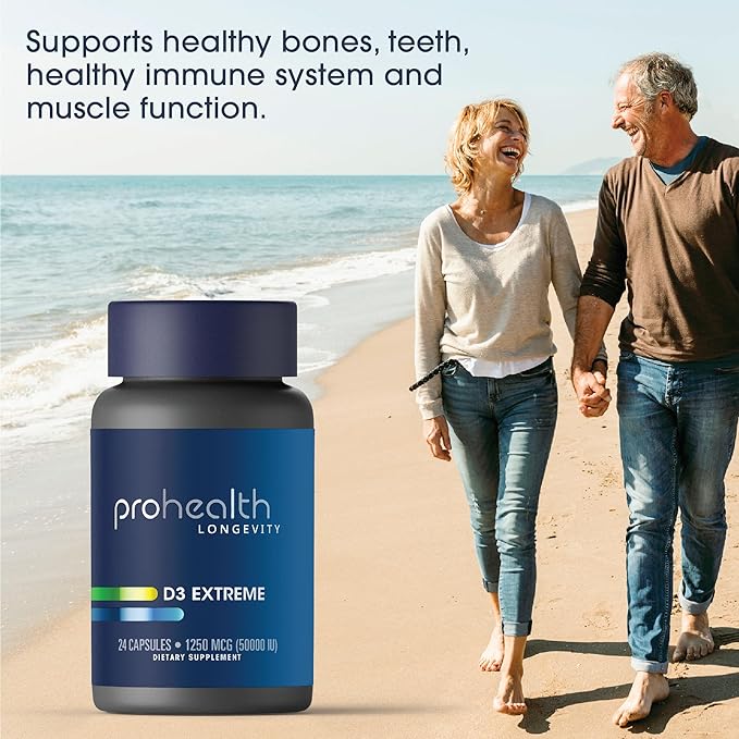 ProHealth Vitamin D3 Extreme (50,000 IU, 24 Capsules) Helps Boost and Support Healthy Bones and The Immune System | Gluten Free | Soy Free