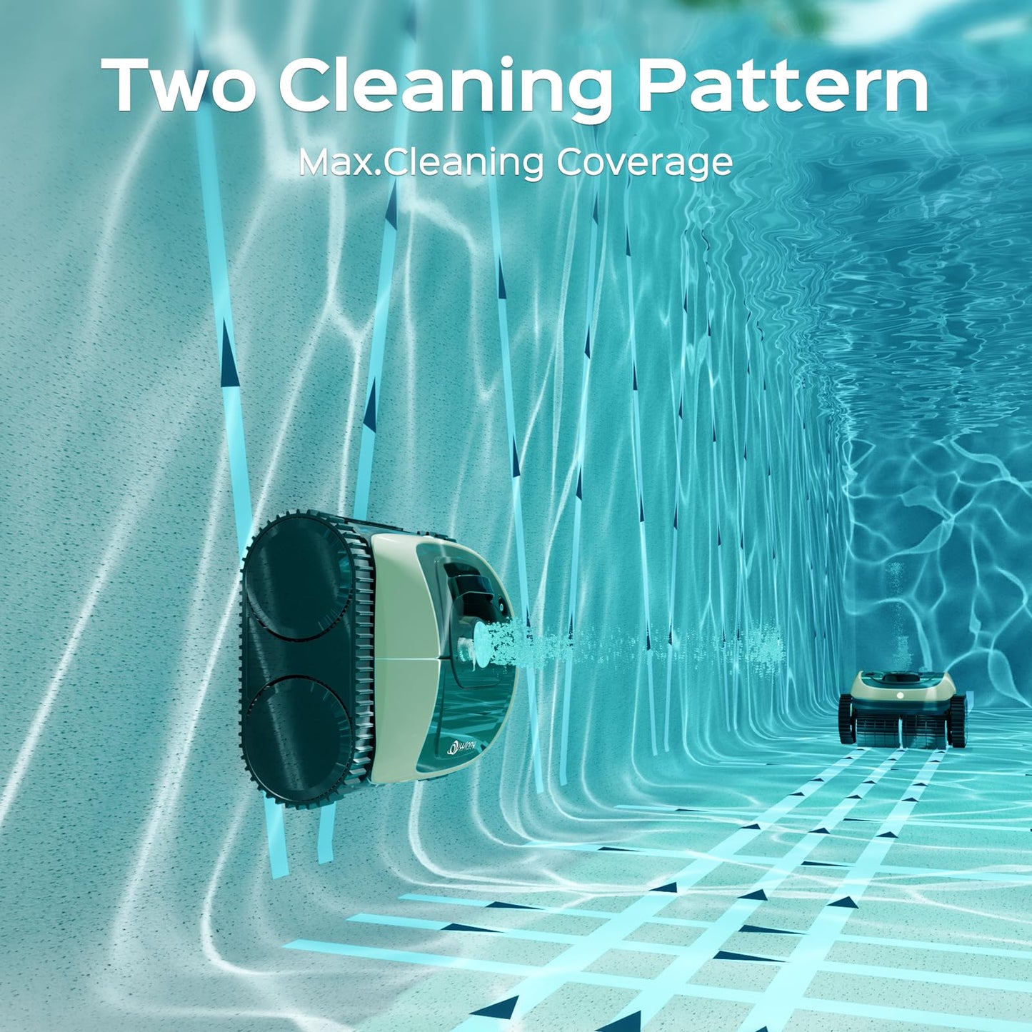 Pool Vacuum for Inground Pools, Cordless Robotic Pool Cleaner, Wall and Waterline Cleaning, Intelligent Route Planning, 150 min Runtime, for Pools up to 1,600 Sq.ft