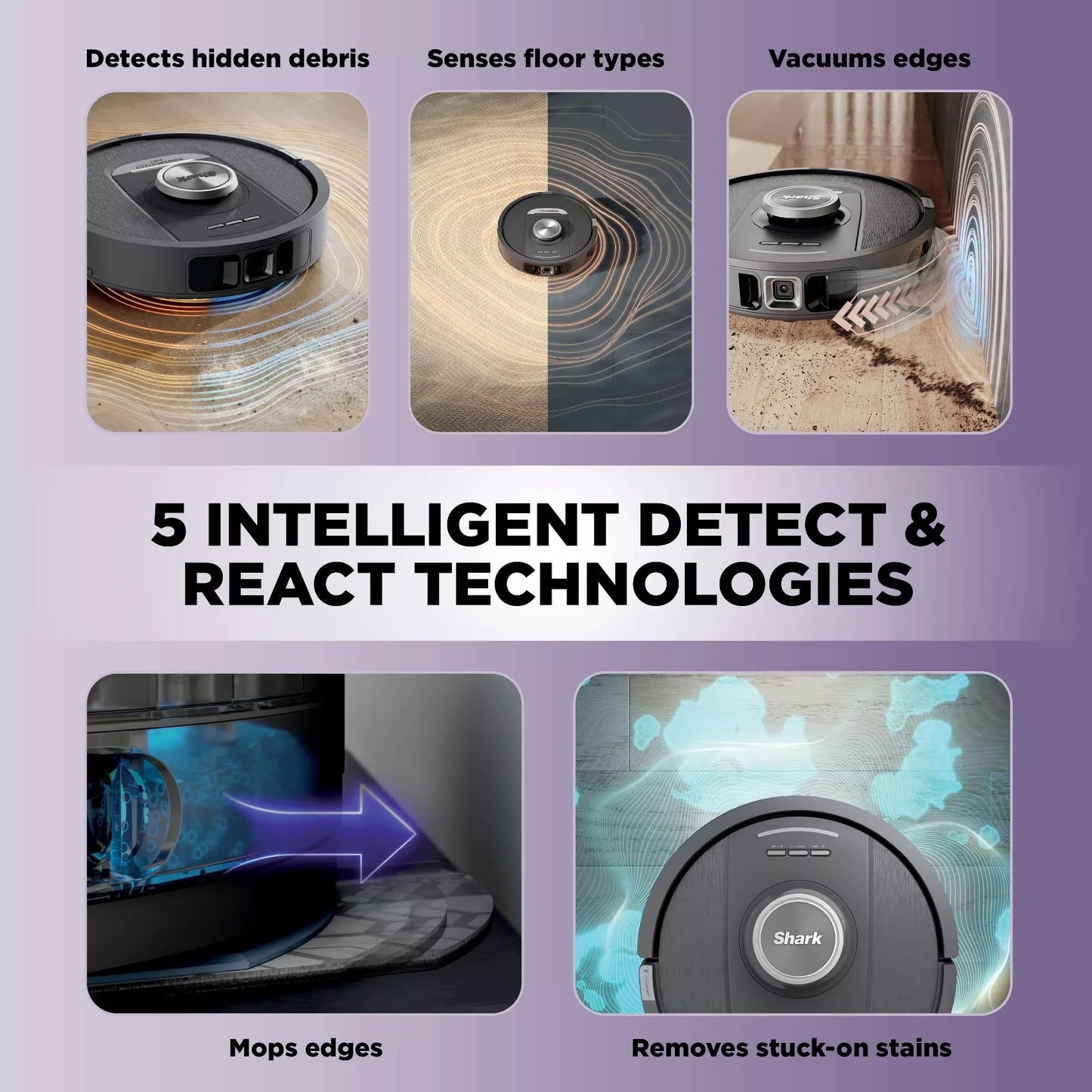 Shark Robot Vacuum & Mop Combo, PowerDetect NeverTouch, Self-Emptying & Self-Refilling, 60-Day Capacity, 30-Day Refill Tank, Pad Dry, RV2820YE (Renewed)