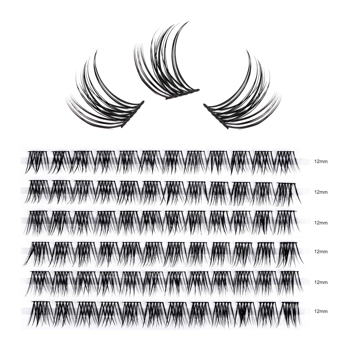 LANKIZ Lash Clusters,72pcs DIY Lash Extensions,12mm Individual Lashes Superfine Band, Soft & Natural Cluster Eyelash Extensions,DIY Eyelash Extension at Home