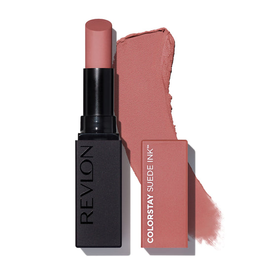 REVLON Lipstick, ColorStay Suede Ink, Built-in Primer, Infused with Vitamin E, Waterproof, Smudge-proof, Matte Color, 001 Gut Instict, 0.09 oz.