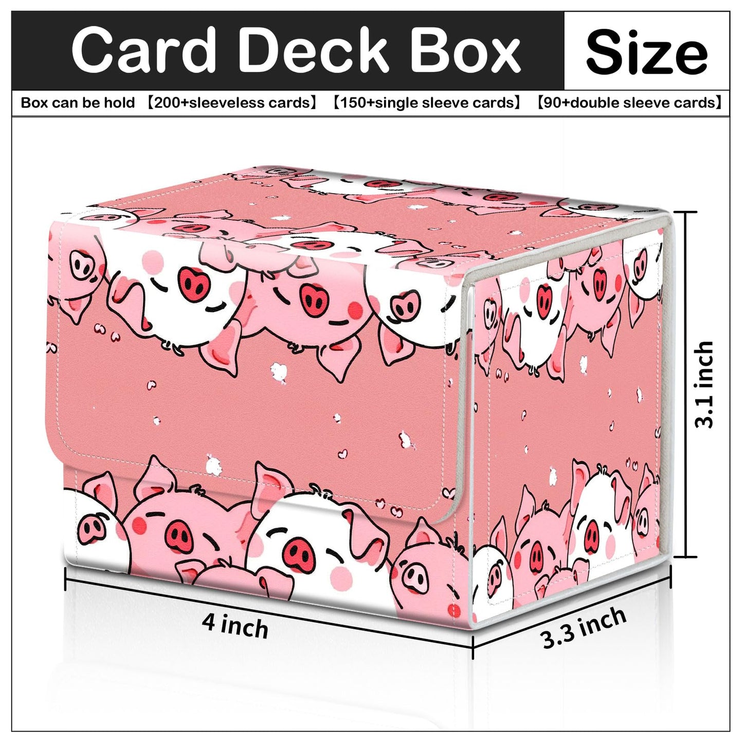 CAPAUNVDA Card Deck Box for MTG Trading Cards with Magnetic Closure,Premium Card Storage Box Case Cover for TCG CCG Magic Cards,Cute Pink Pig
