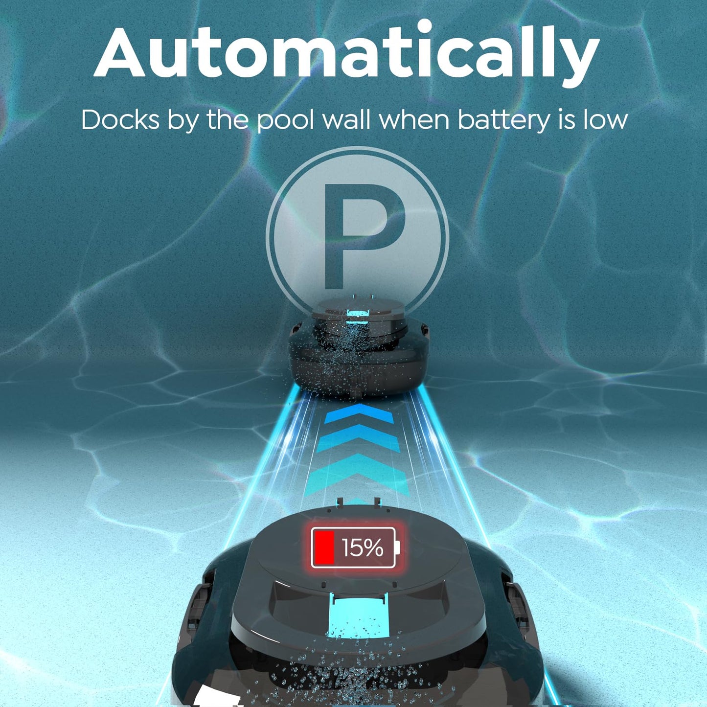 TALOSBO Pleco S1 Cordless Robotic Pool Cleaner with 75-80Mins Runtime, Small Pool Vacuum for Above-Ground Pools up to 645 Sq.ft, Lightweight, Auto-Parking, Black