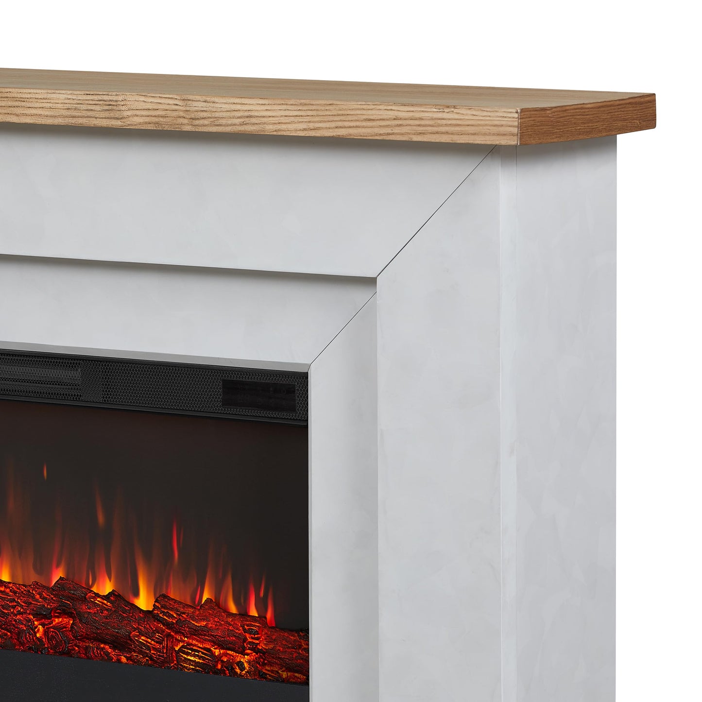 Real Flame Malie 68" Landscape Electric Fireplace with Mantel for Living Room or Bedroom, Replaceable Fireplace Insert Heater, Realistic Log and Flame Effect, Remote Control, Timer