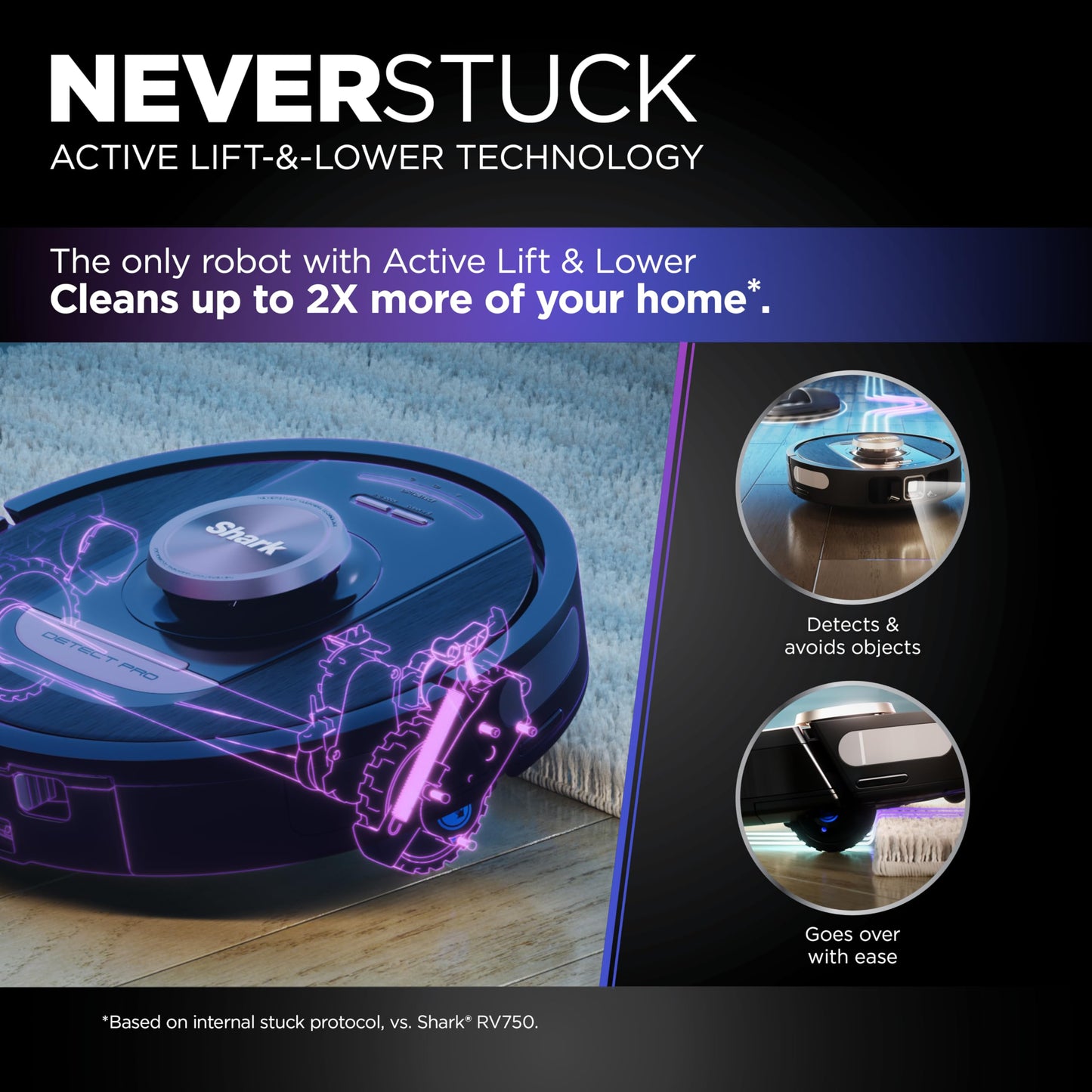 Shark RV2820AE Detect Pro Self-Empty Robot Vacuum, 60-Day Capacity HEPA Base, 3 Detect & React Technologies, Auto Deep-Clean on Carpets and Hardfloors, NeverStuck Tech, Wi-Fi Black/Bronze (Renewed)