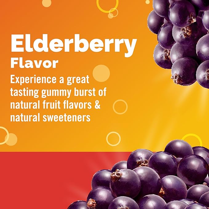 Emergen-C Elderberry Gummies, Elderberry Immune Support Natural Flavors with High Potency Vitamin C, 36 Count