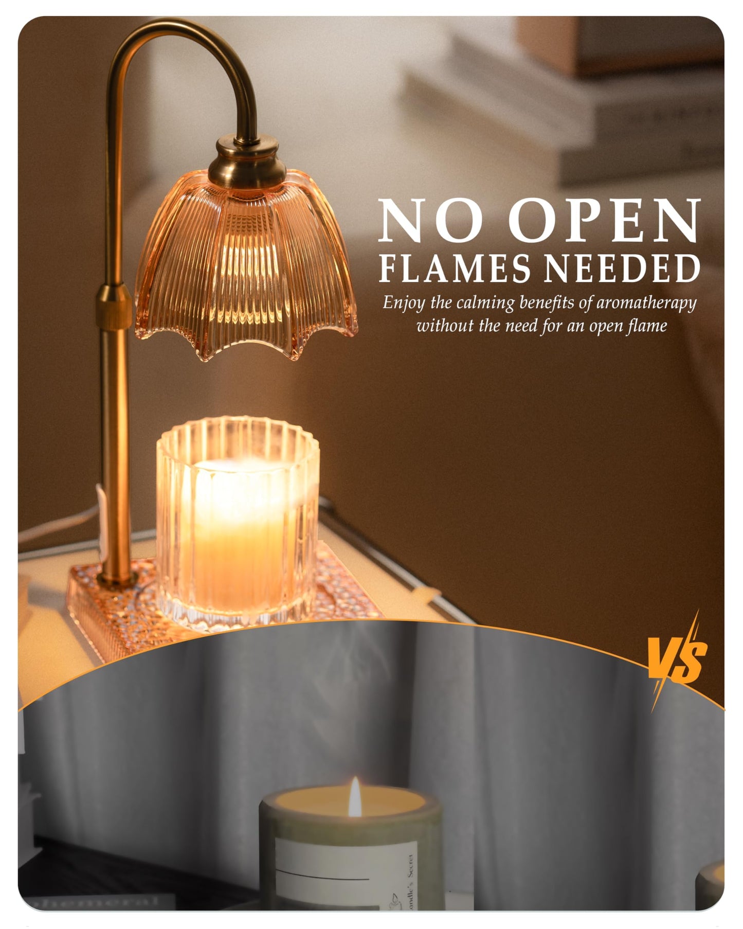 Candle Warmer Lamp with Timer, Dimmer & Adjustable Height, 20MM Crystal Base, 2 Blubs, Fit Jar Scented Candles, Safe Aromatherapy Light for Sleep, Work, Yoga, Bedroom, Office, Gift for Women