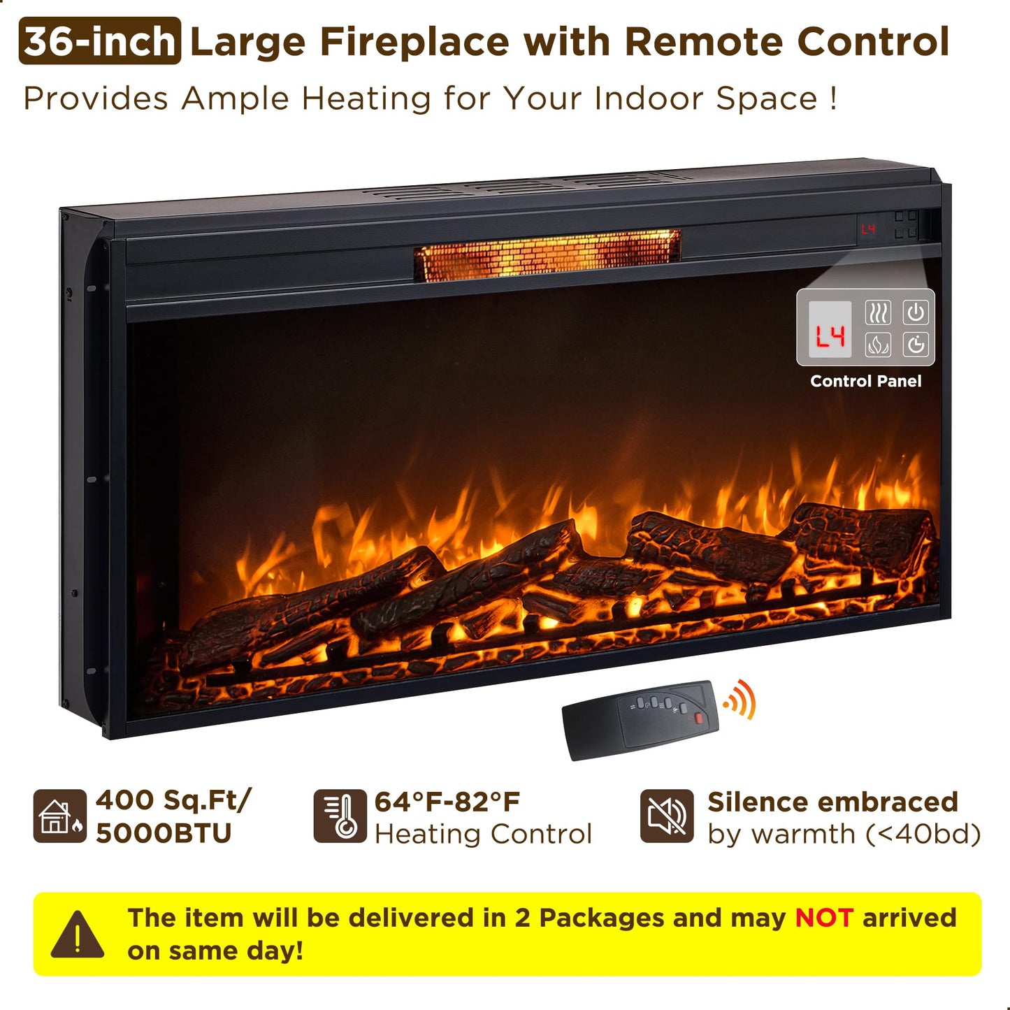 RedLemon 52'' Electric Fireplace with Mantel, Farmhouse Entertainment Center w/36 Electric Fireplace & Sime-Open Cubby for Living Room, Light Rustic Oak