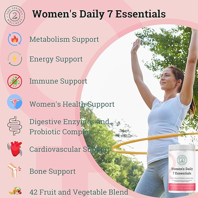 Women's Daily 7 Essentials, Vitamin D3+K2 Chewables & Super B-100 Complex Bundle