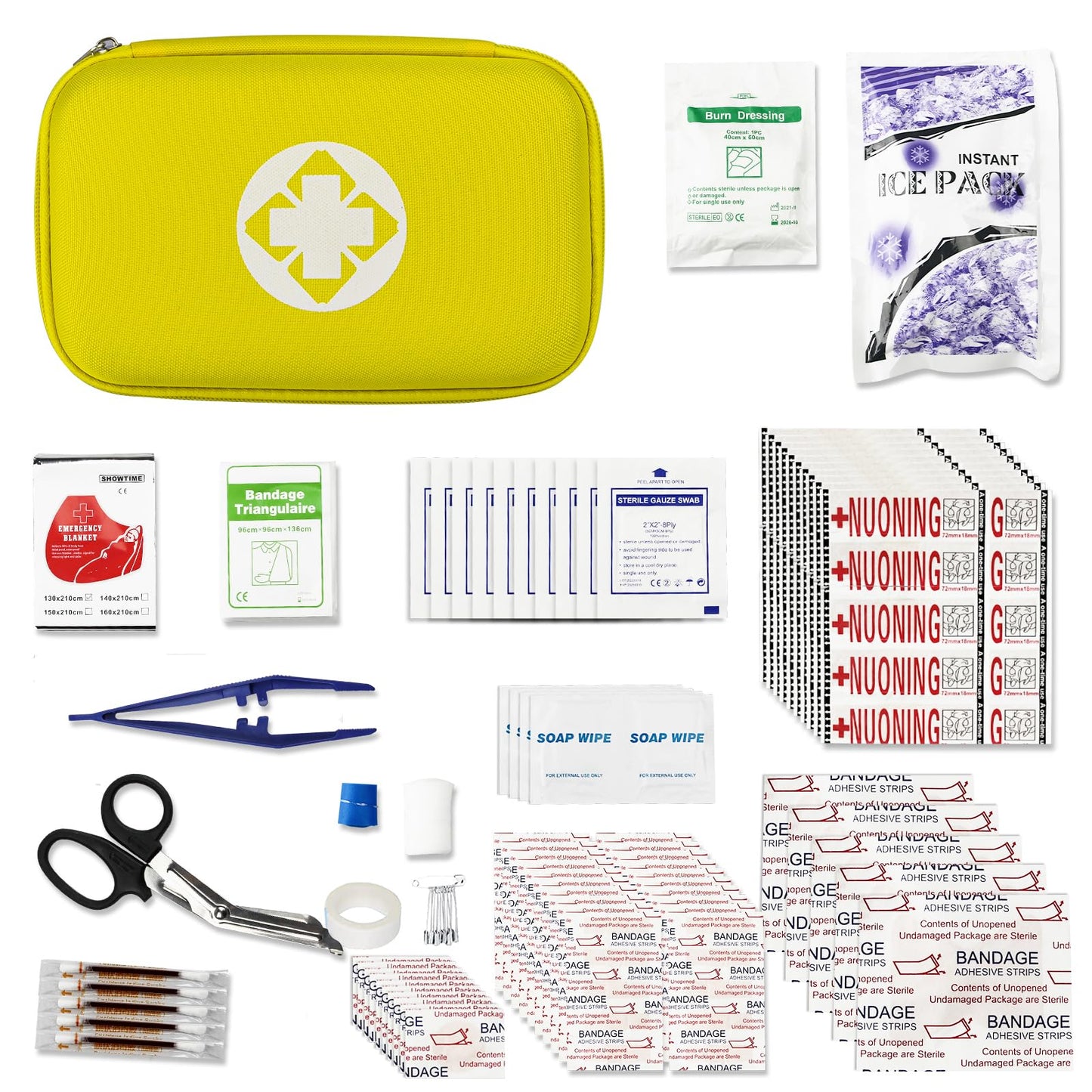 Car-Home Survival First-Aid Kit Emergency-Kit - Yellow 273Piece Equipment Travel Supplies First Aid Set Home Essentials Camping Hiking YIDERBO
