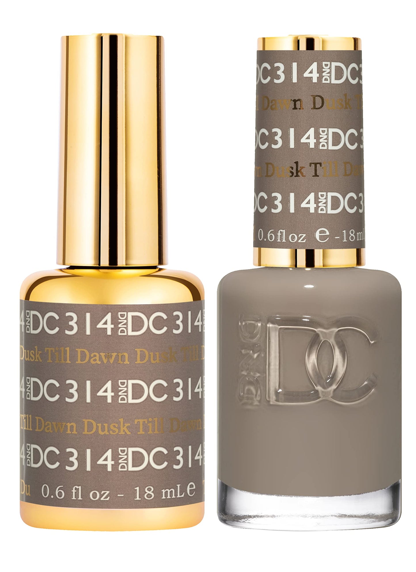 DND DC Gel Polish Set, Brown Collection, UV/LED Gel Polish and Air Dry Nail Lacquer, Matching Chip-Free Polish Duo, 314 Dusk Till Dawn, 0.5 Fl Oz