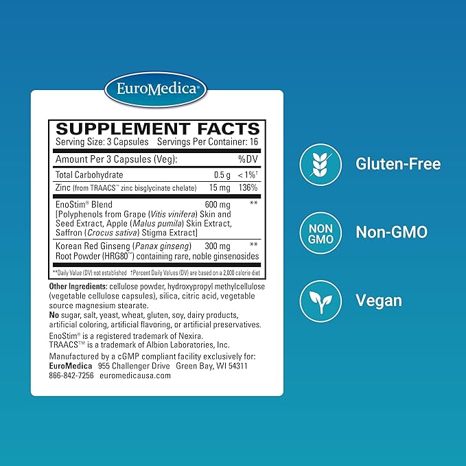 Euromedica Male Sexual Health - Dietary Supplement to Support Healthy Blood Flow & Circulation - Herbal Supplement with Korean Red Ginseng - Supplement for Men to Aid Healthy Energy - 48 Capsules