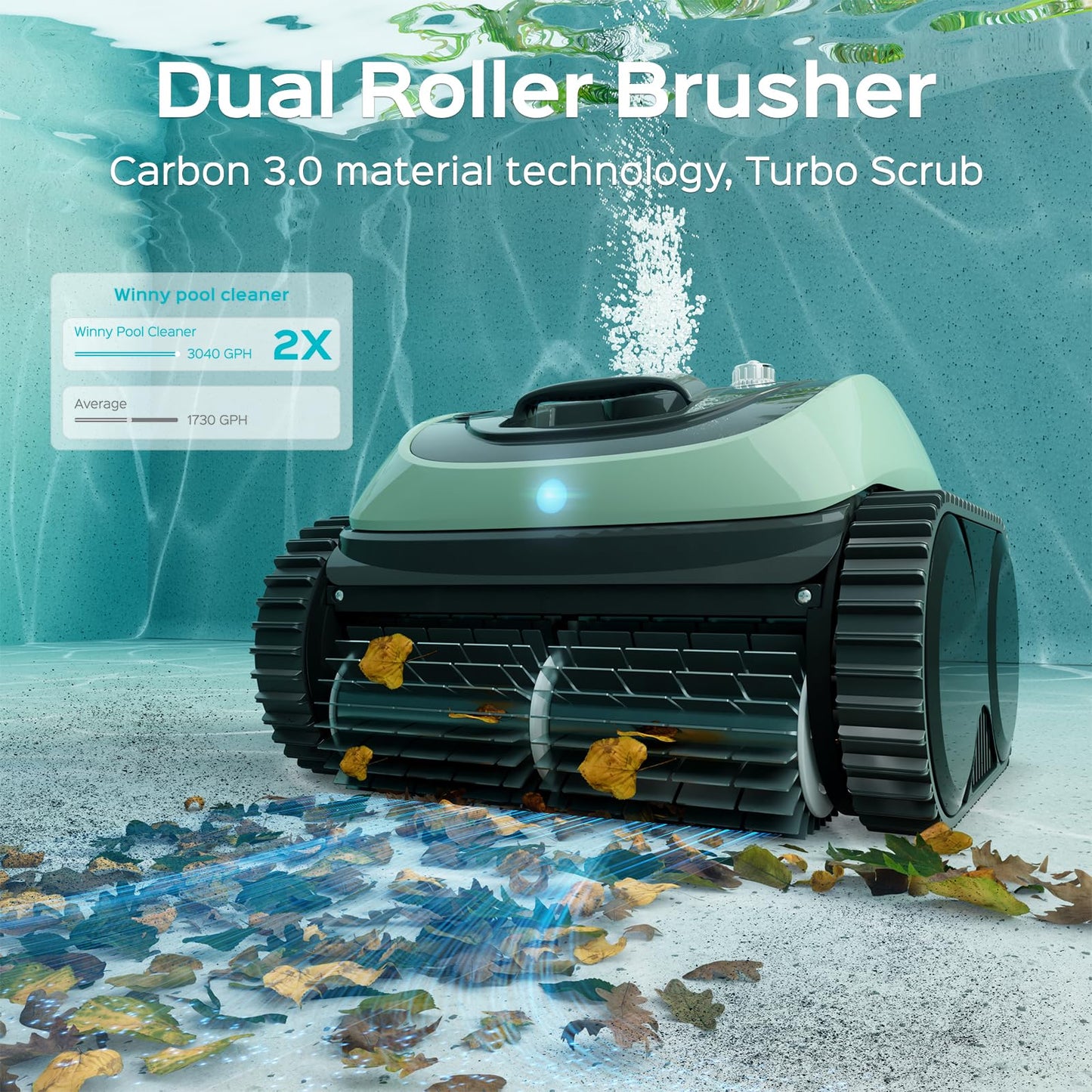 Pool Vacuum for Inground Pools, Cordless Robotic Pool Cleaner, Wall and Waterline Cleaning, Intelligent Route Planning, 150 min Runtime, for Pools up to 1,600 Sq.ft