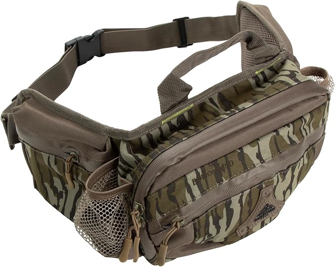North Mountain Gear Camouflage Fanny Pack Lightweight Waterproof Military Hunting Climbing Camping Accessories (Mossy Oak Bottomland)