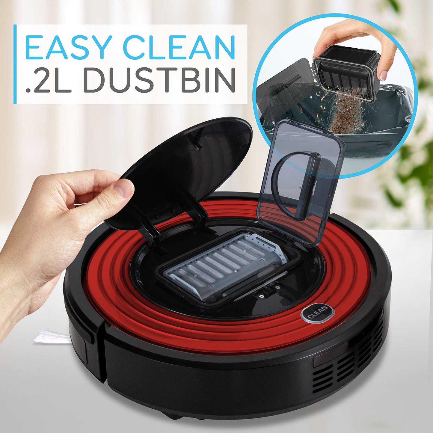 SereneLife Robot Vacuum Cleaner and Dock - 1500pa Suction Scheduling Activation and Charging Dock - Robotic Home Cleaning for Carpet Hardwood Floor Pet Hair & Allergies Friendly - Pure Clean PUCRC95.8