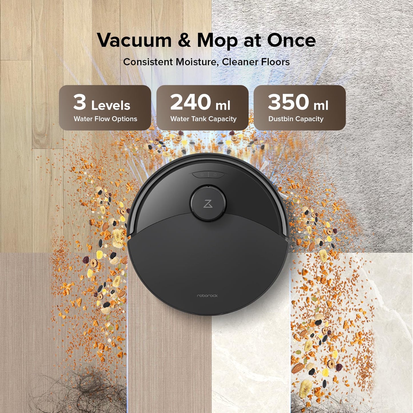 roborock Q10 X5+ Robot Vacuum and Mop, Self-Emptying, Hands-Free Cleaning for up to 7 Weeks, 10,000Pa Suction, Obstacle Avoidance, LiDAR Navigation, No-Go Zones, Black
