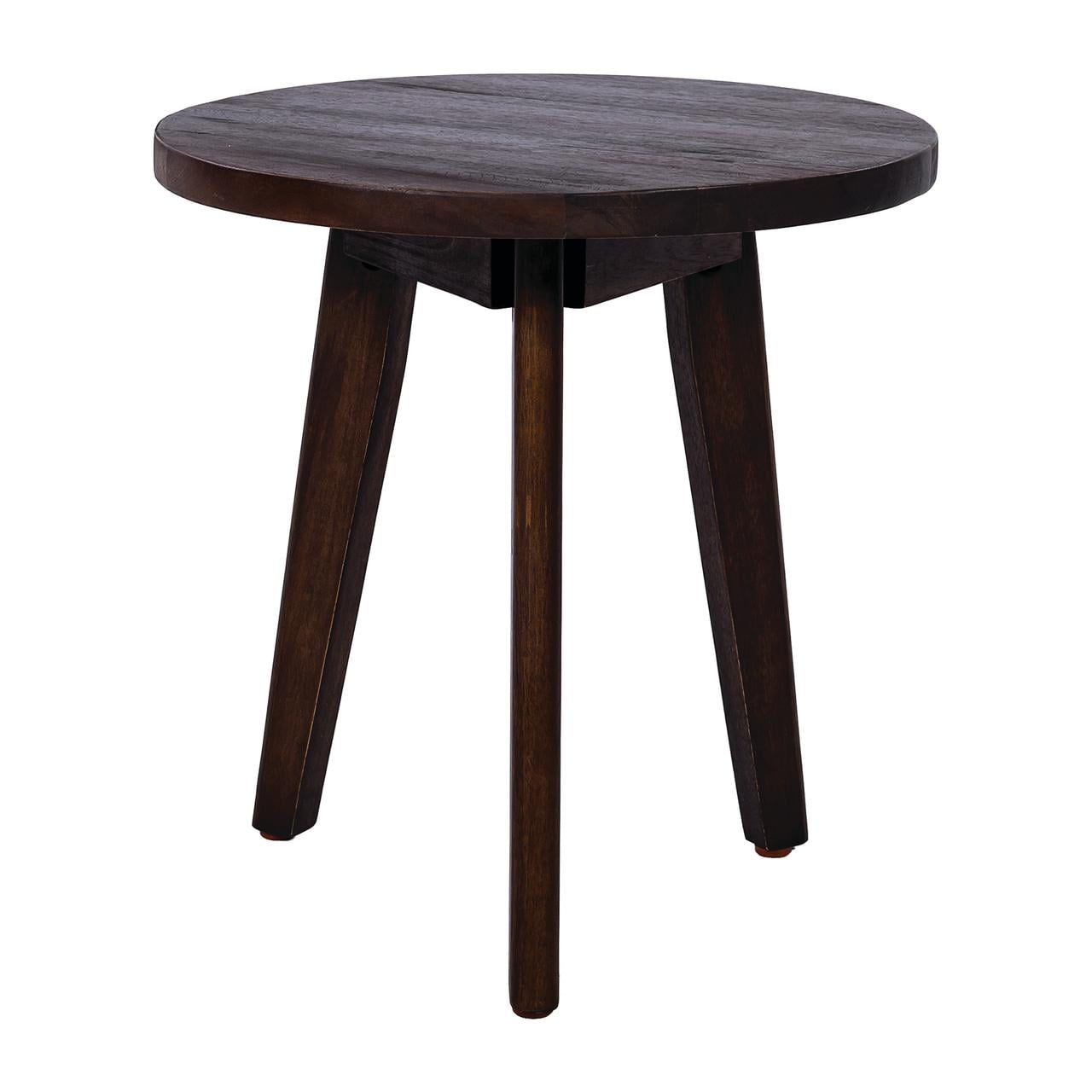 Euroco Modern Round Acacia Wood End Table with 3-Leg Design, Handcrafted Accent Side Table