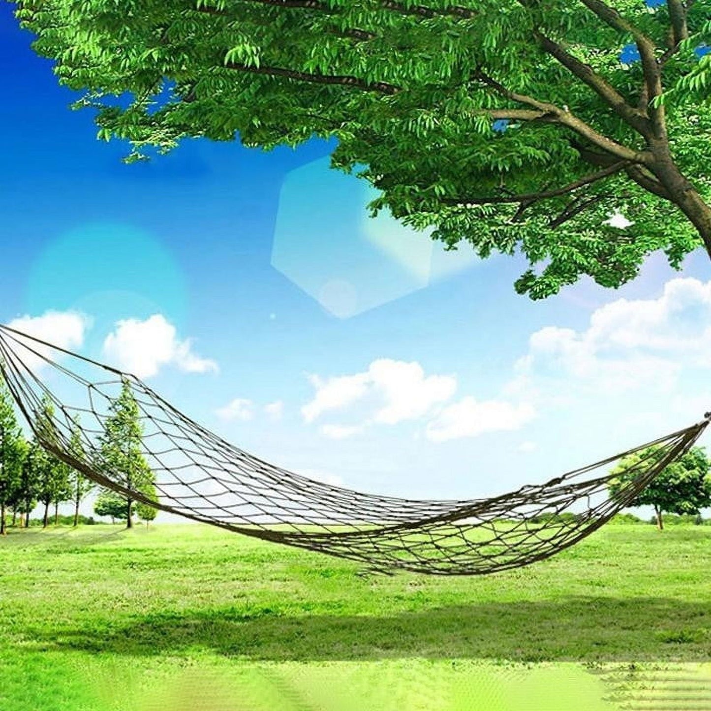 Portable Nylon Mesh Hammock with Tie Straps | Breathable Outdoor Camping Hammock for Backpacking & Backyard | 270x80cm (106x31in) | Supports 220lbs (100kg)