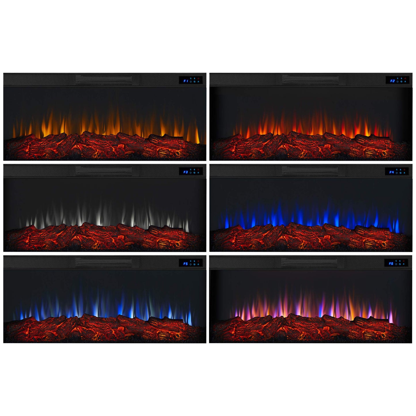 Real Flame Malie 68" Landscape Electric Fireplace with Mantel for Living Room or Bedroom, Replaceable Fireplace Insert Heater, Realistic Log and Flame Effect, Remote Control, Timer
