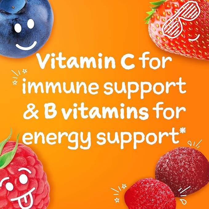 Emergen-C Kidz Daily Immune Support Dietary Supplements, Flavored Gummies with Vitamin C and B Vitamins for Immune Support, Berry Bash - 44 Count (Pack of 5)