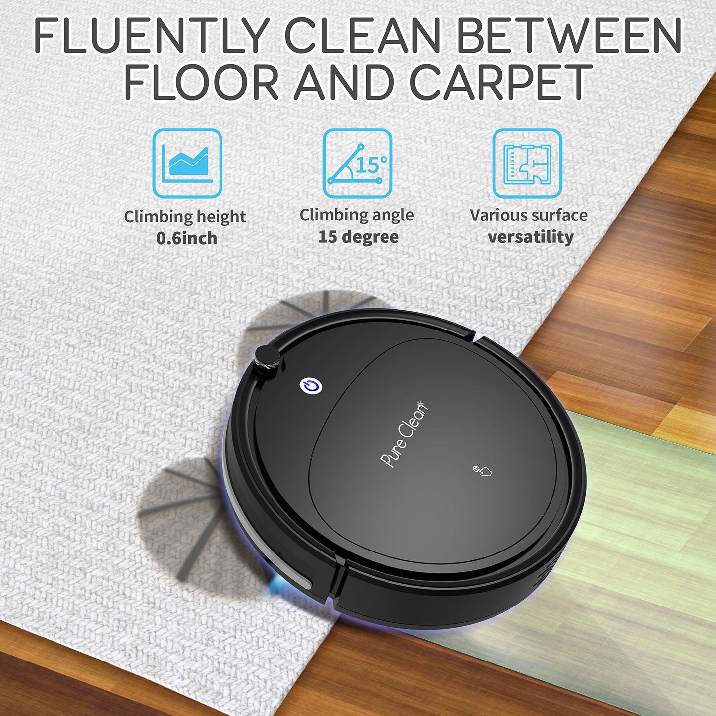 SereneLife Robot Vacuum Cleaner - Self Charging Robo Vacuum Cleaner - 1200pa Suction, Self Path Navigation, 70 Min Run Time - Carpet Hardwood Linoleum Tile PUCRCX70
