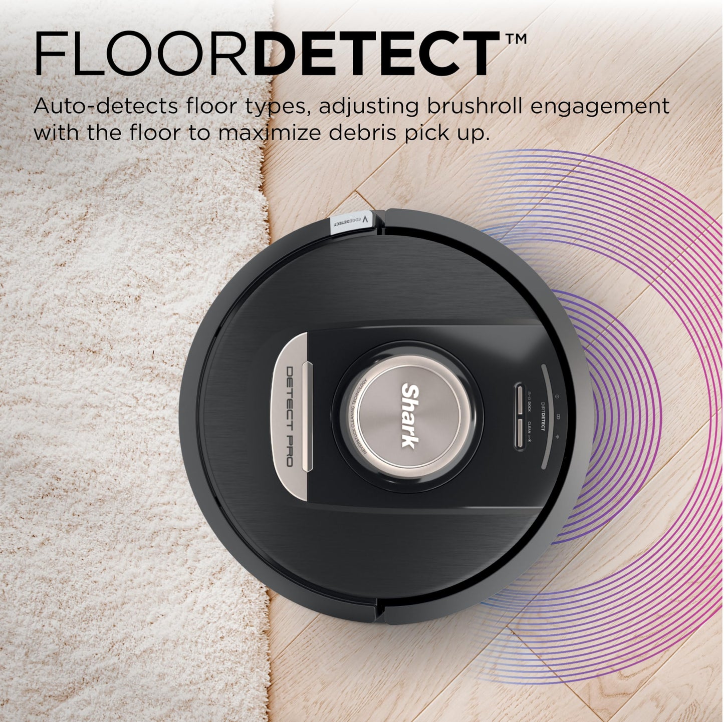 Shark RV2820AE Detect Pro Self-Empty Robot Vacuum, 60-Day Capacity HEPA Base, 3 Detect & React Technologies, Auto Deep-Clean on Carpets and Hardfloors, NeverStuck Tech, Wi-Fi Black/Bronze (Renewed)