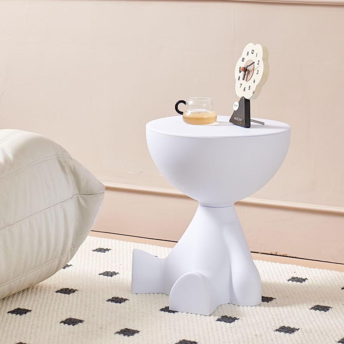SENIURIS Circle Side Table, Waterproof & Durable Small Coffee Table, Versatile Accent Table for Living Room, Bedroom. (White)