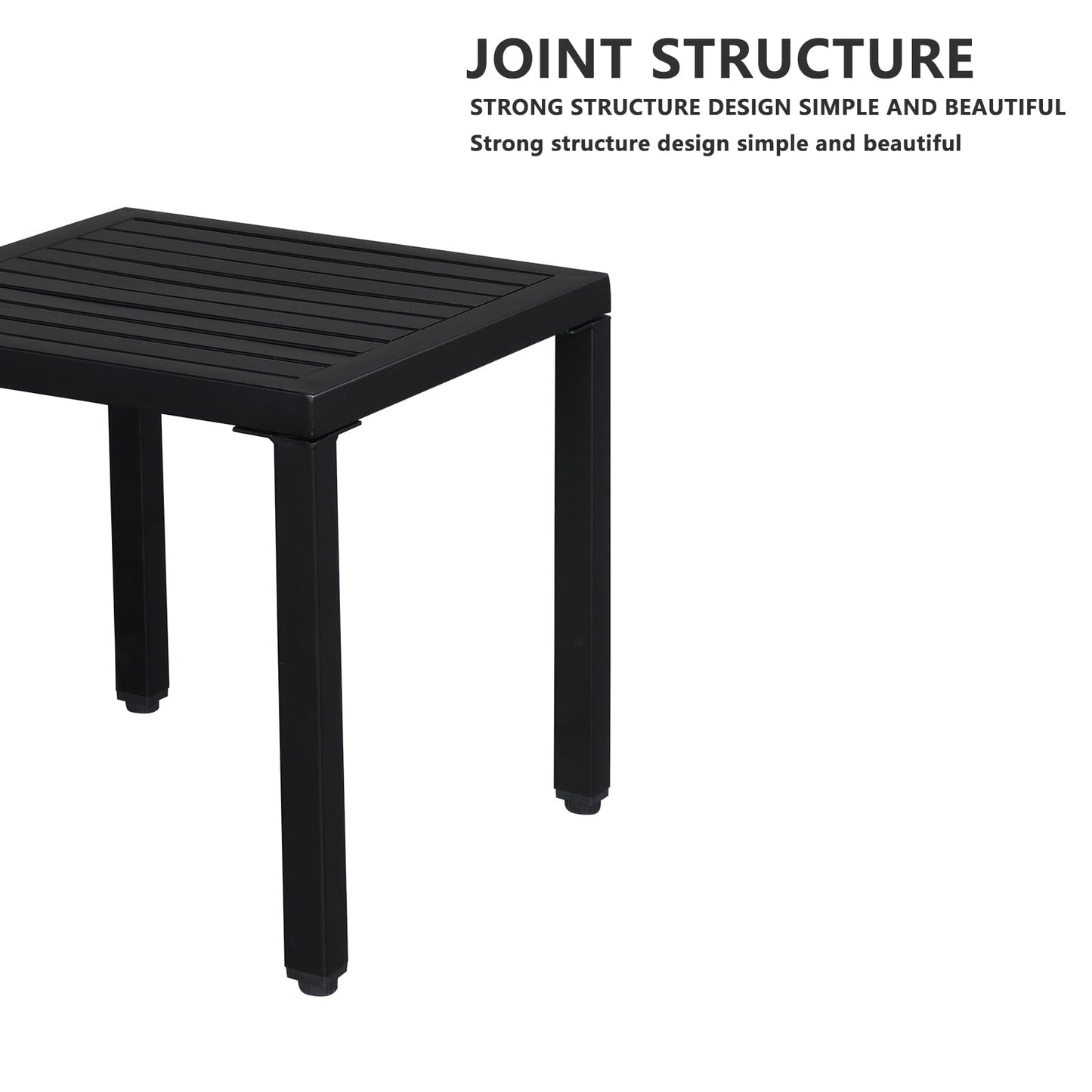 Xilee 19*19*18 inch Square End Table Small Metal Outdoor Coffee Side Table for with Weather-Resistant, Waterproof Top for Hot Tub, Garden, Balcony, Poolside, Durable & Easy-to-Clean, Square, Black