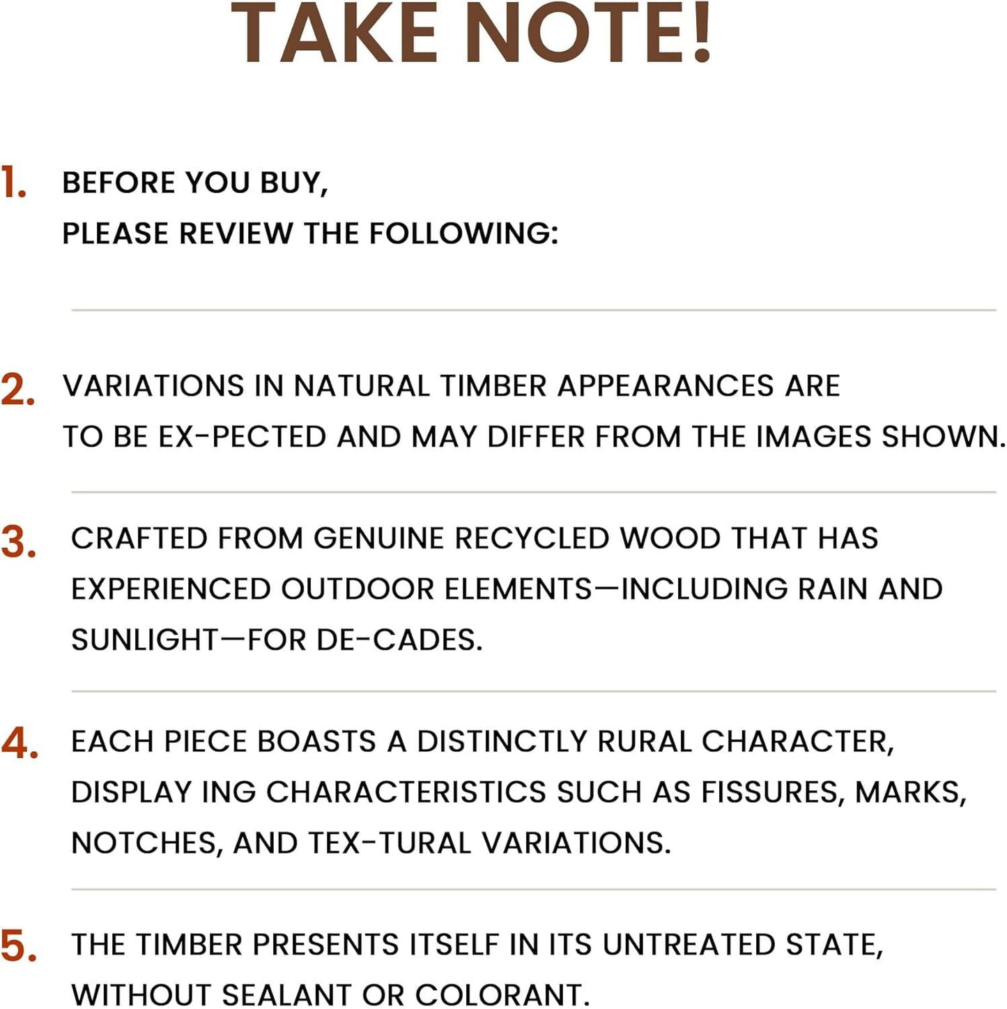 Easy4Home 46" Rustic Wood Console Table Hand-Made, Brown