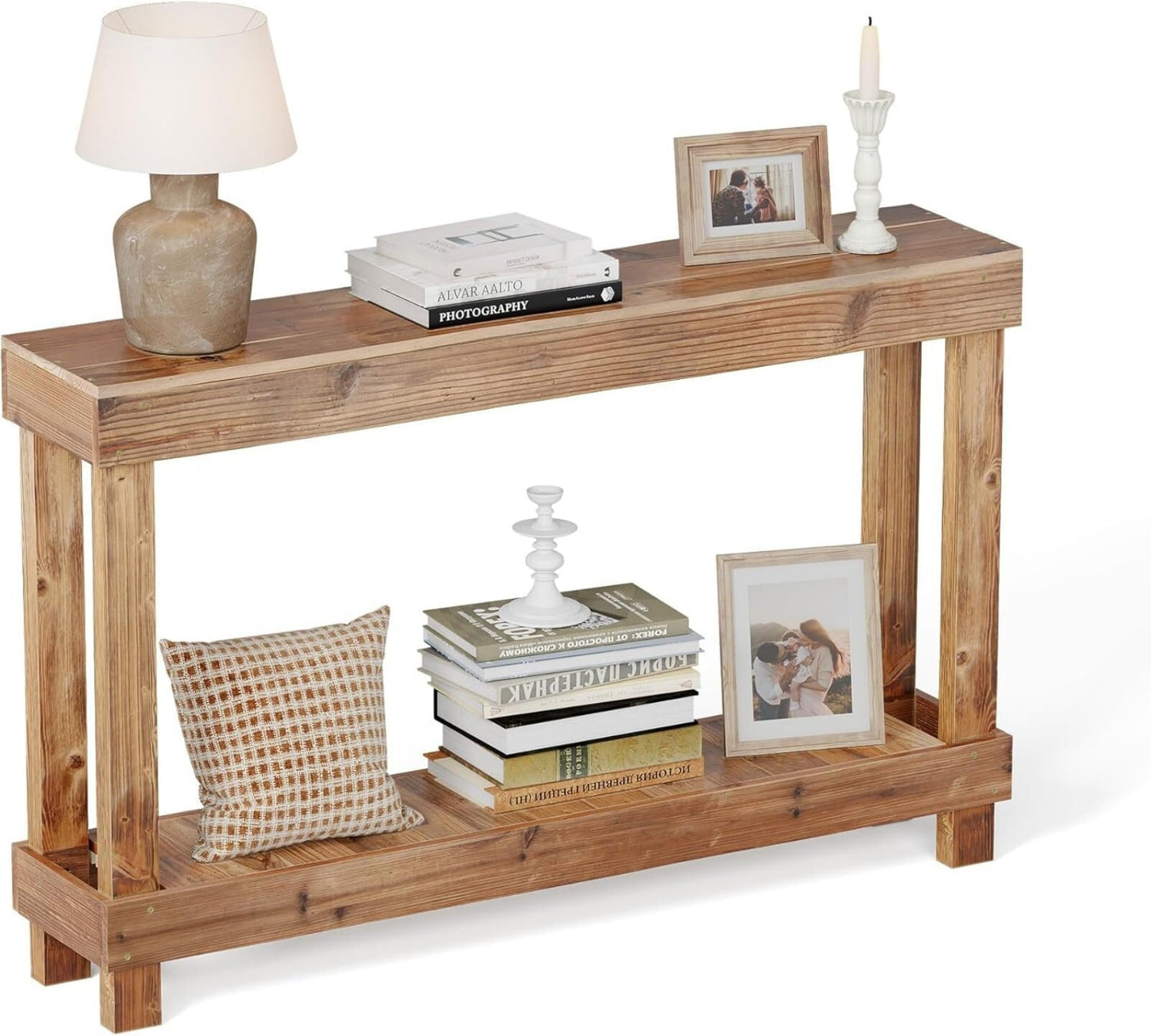 Easy4Home 46" Rustic Wood Console Table Hand-Made, Brown