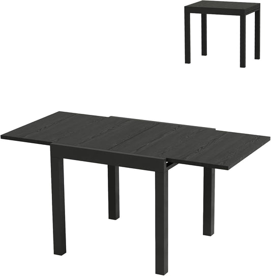 Expandable Outdoor Dining Table – 31"-63" Adjustable Patio Table for 4-6 People, Aluminum Frame with Wood Grain Finish, Ideal for Backyard and Deck, Grey