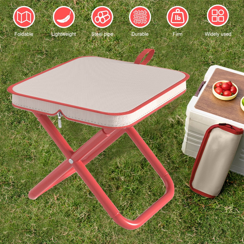 Welan Folding Camping Stool,Handbag Style Portable Folding Stool,Pencil Case Chair for Outdoor Fishing Hiking Backpacking Travelling(Red)