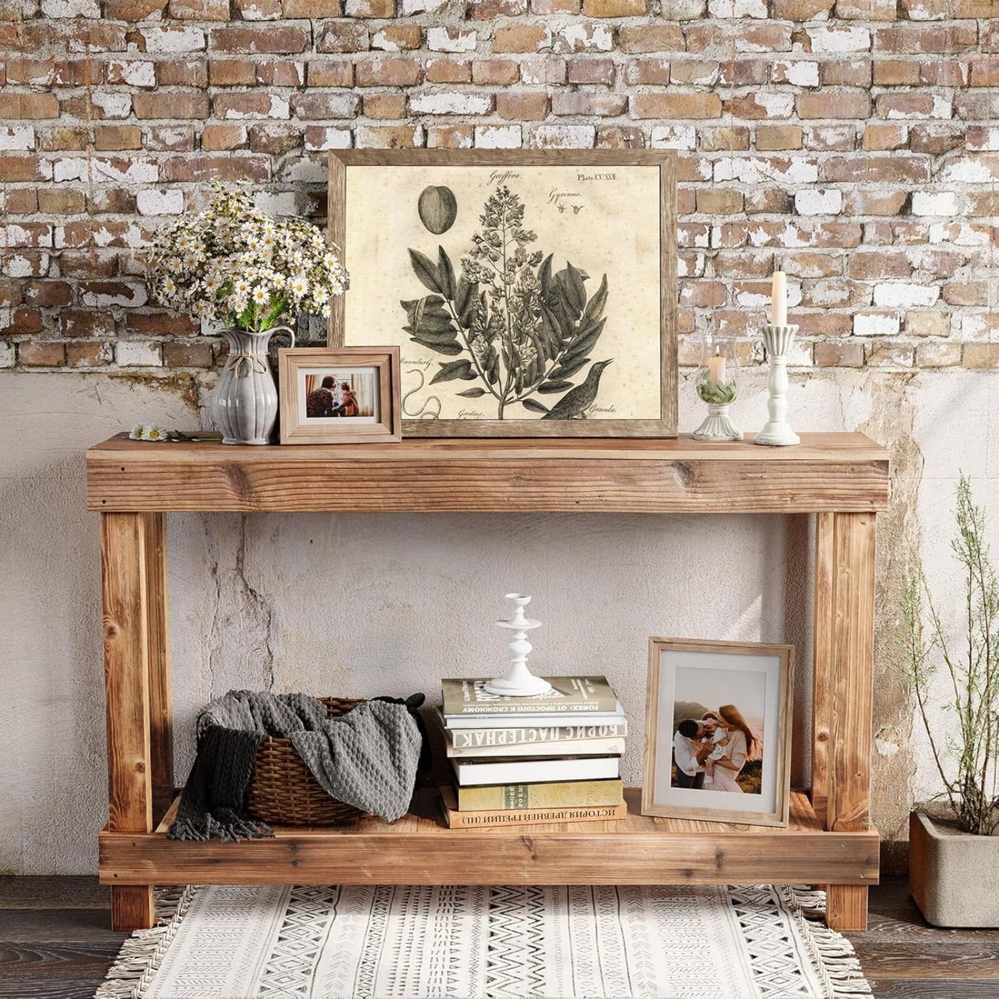 Easy4Home 46" Rustic Wood Console Table Hand-Made, Brown
