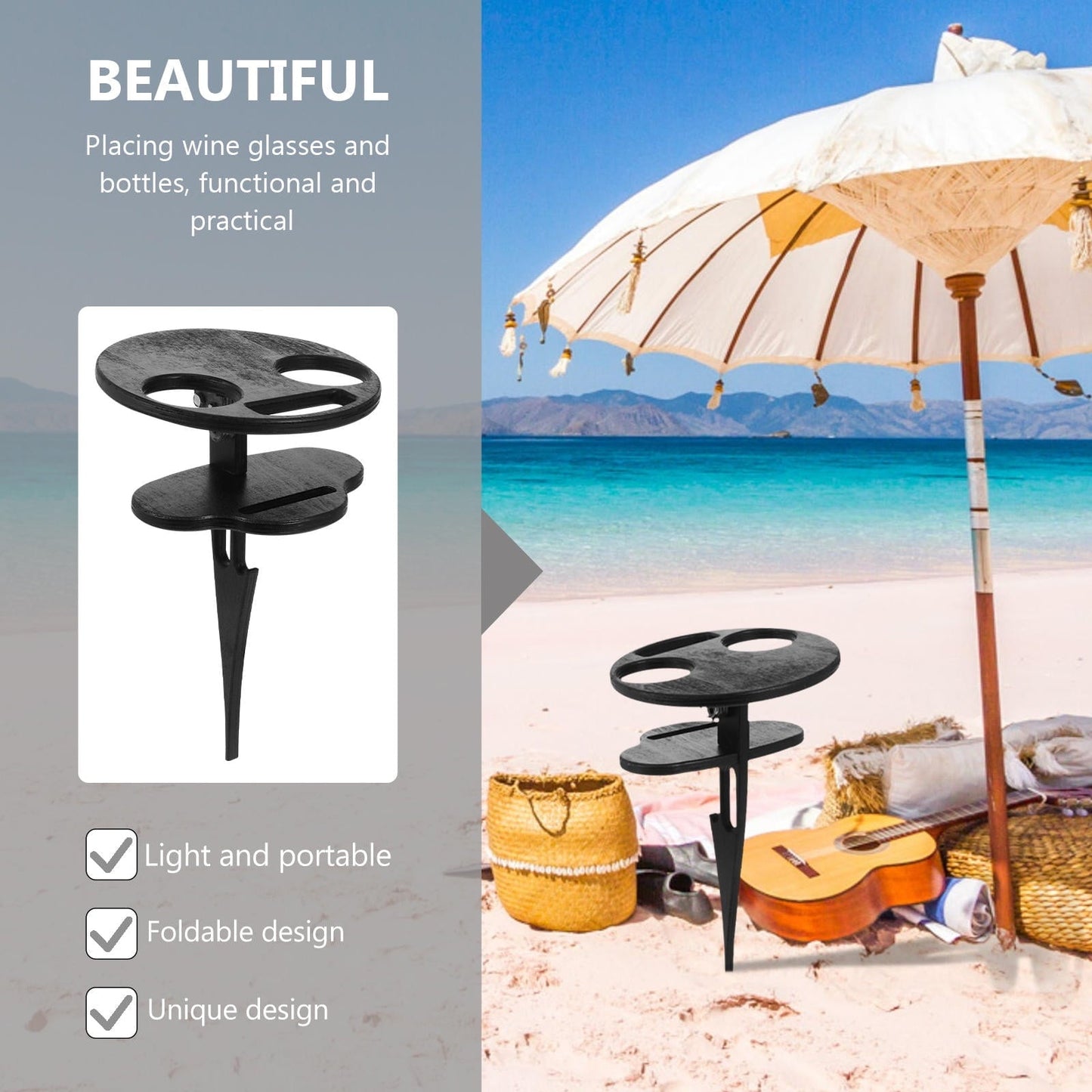 SWETRACE Outdoor Table Black Wooden Plastic 1Pc 11.8x7.9x7.9in