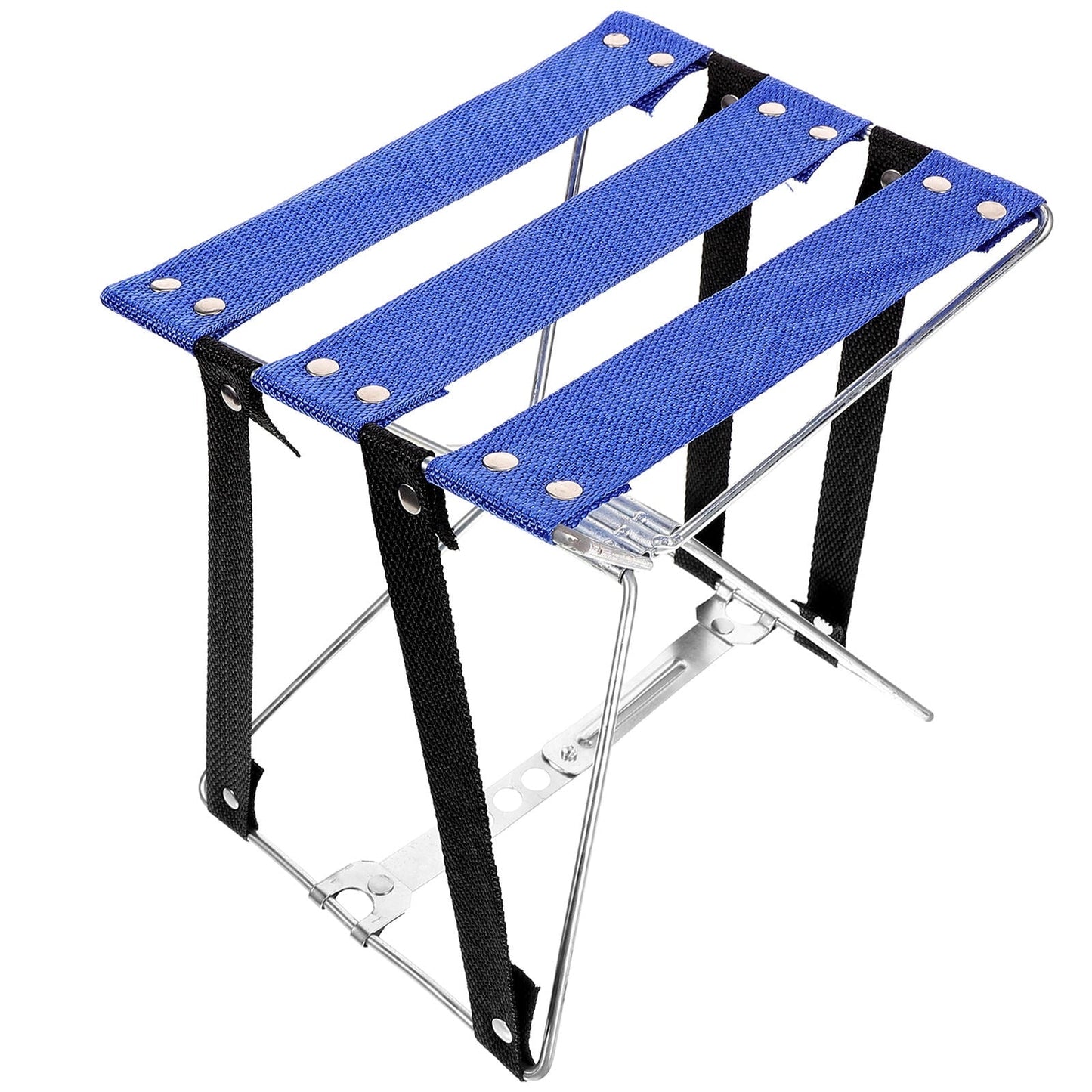 SEWCHICS Camping Folding Stool Rectangular Blue Metal Fabric 1Pack