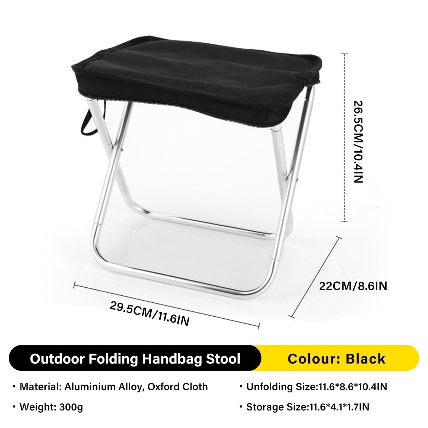 EKIND Portable Folding Camping Stool Lightweight Aluminum Alloy Chair for Outdoor Activities, Compact, Durable, Heavy Duty Design(Black)